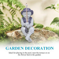 Estatua De Jardín Chico Pesca Resina Jardín Ornaments Divertido Escultura De Césped Decoración De Hogar 15*10cm - details 1