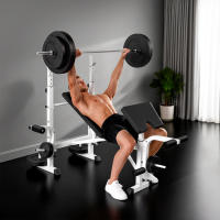HOMCOM Banco de Musculación Multifuncional Inclinable, Banco de Pesas, Press Banca con Soporte para Barra Ajustable, Extensión de Piernas, Curl de Predicador, Mariposa, Entrenamiento en Casa, Gimnasio - details 1