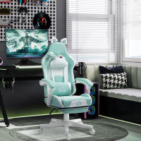 HOMCOM Silla Gaming con Orejas Silla Gamer Reclinable con Altura Ajustable Reposapiés Retráctil Soporte Lumbar y Reposacabezas Desmontable Silla para Oficina Estudio - details 1