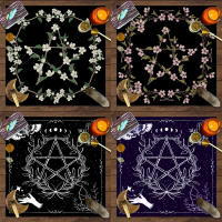 Mantel De Taro 1pc Con Pentágrafo Flor Y Plantas Para Mesa De Brujería Divination Juego De Tablero Decoración Matriz - details 0
