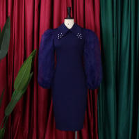 Vestido Elegante Para Oficina Para Mujer Profesional Con Cuello En V Y Diamantes Ajustado Silueta De Saco Midi Formal Vestido De Trabajo - details 18