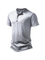 Camiseta De Verano Para Hombre Cuello Henley Manga Corta Casual Transpirable Quick Dry Polyester Streetwear Top - details 11