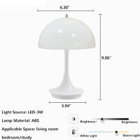 Lámpara De Mesa LED Táctil Recargable Luz Nocturna Para Escritorio Iluminación De Lectura Sin Cable Para Decoración De Habitación Restaurante Hotel Bar - details 3