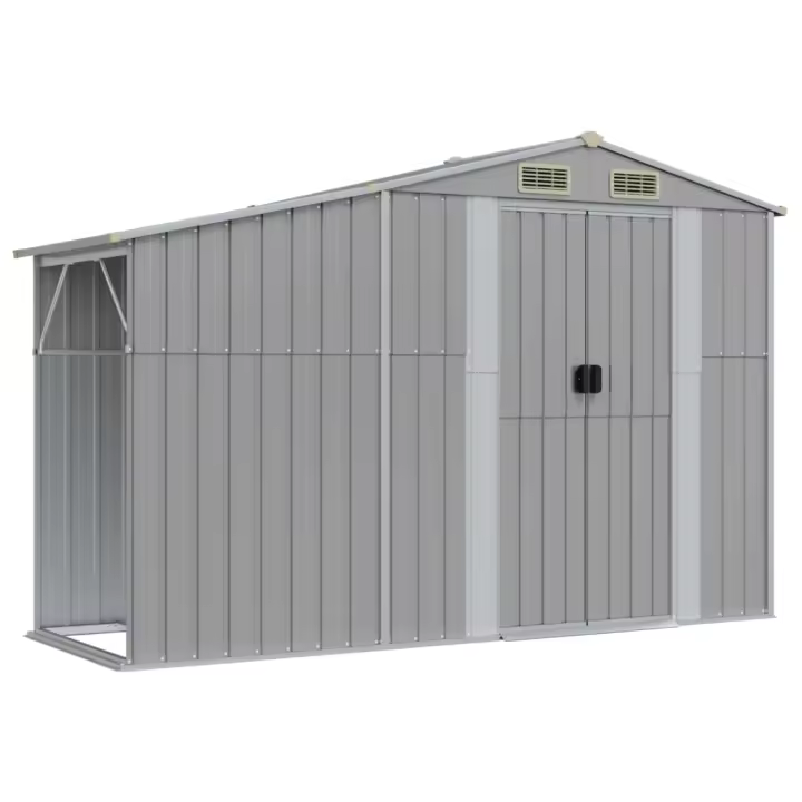 vidaXL Cobertizo de Jardín Almacén Caseta para Leña Acero Galvanizado Color Antracita,  Gris,  Marrón claro y mas - 1