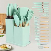 Juego de utensilios de cocina de silicona-19 pastes, incluye 5 cuchillos versátiles, pinzas de tijeras, tabla de Cortar y 10 accesorios antiadherentes (verde Claro) regalo del Día DE LA Madre - details 2