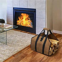 Bolsa de transporte de leña para interiores, bolsa de transporte de leña, bolsa de transporte de lona, canasta de leña portátil para chimeneas, estufas de leña, troncos, camping, - details 3