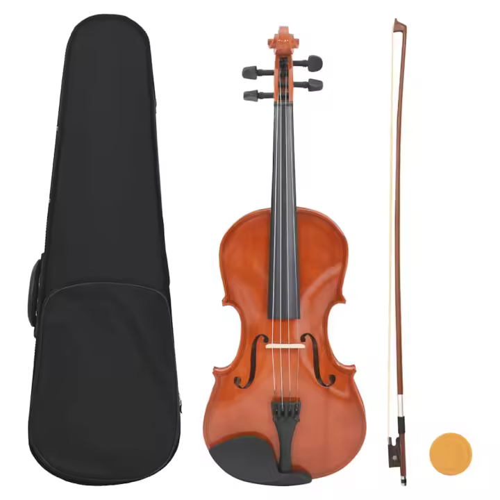 vidaXL Juego completo de violín con arco y barbada madera oscura 4/4 en color Marrón/Negro - 1
