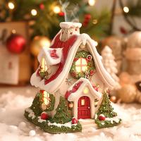 Casa De Navidad Con Luces LED Decoración De Villaje Navideño Figura De Resina Estilo Clásico Posmoderno Adorno De Fiesta - details 5