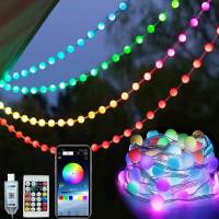 Cadena De Luces LED RGBIC Redonda 5V USB Bluetooth Controlador De Música APP Impermeable Para Exterior Decoración De Jardín Y Camping - details 0