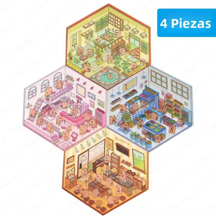 2pcs Pegatinas 3D De Escena Miniatura Cartoon Para Niños Stickers De Paisaje De Casa Para Manualidades Y Regalo Creativo - 1