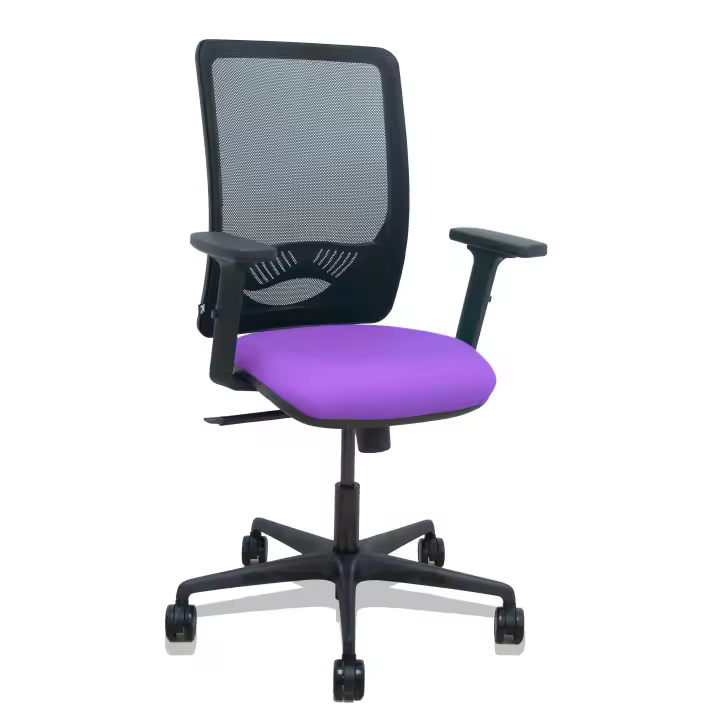 Silla Zulema sincro malla negra asiento bali lila brazos 2D ruedas 65mm - 1