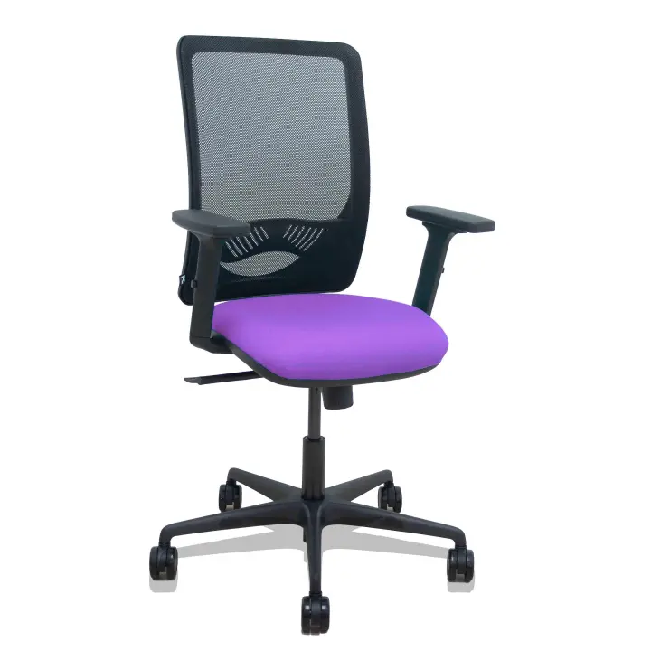 Silla Zulema sincro malla negra asiento bali lila brazos 2D ruedas 65mm - 1