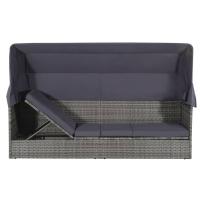 vidaXL Sofá de jardín con dosel ratán sintético Gris, Negro, Negro y blanco Sillas de Exterior Ideal para jardín, playa, piscina, terraza Tumbona Piscina Tumbonas Playa Tumbonas Jardín Exterior - details 1