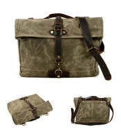 Bolsa De Hombro Para Hombre En Cuero Vacuno Y Lona Impermeable Y Resistente Al Desgaste Bolsa De Negocios Y Tiempo Libre Portátil Con Estuche Único - details 10