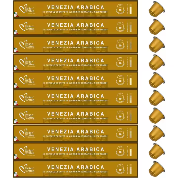 100 Capsulas de Aluminio Compatibles Nespresso - (10 Estuches X 10 ) Café 100% Arabica - Venezia - 1