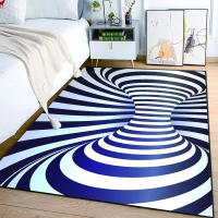 Alfombra 3D Vórtice Ilusión Negra Y Blanca Para Dormitorio Tapete Geométrico Abstracto Optico Enchufe Decorativo No Eslipiente Para Sala De Estar - details 6