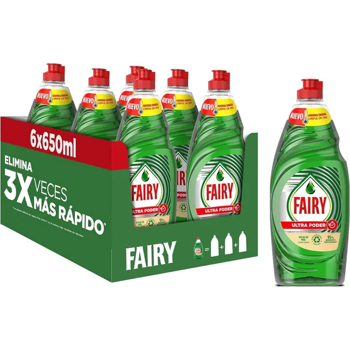 FAIRY lavavajillas a mano concentrado original Ultra Poder botella 650 ml - 6 unidades - 1
