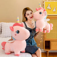 Muñeco De Peluche De Dibujos Animados Unicornio Rosa Con Bordado Para Decoración De Habitación Regalo De Cumpleaños Para Niñas Almohada De Suéter De Piel De Caballo - details 0