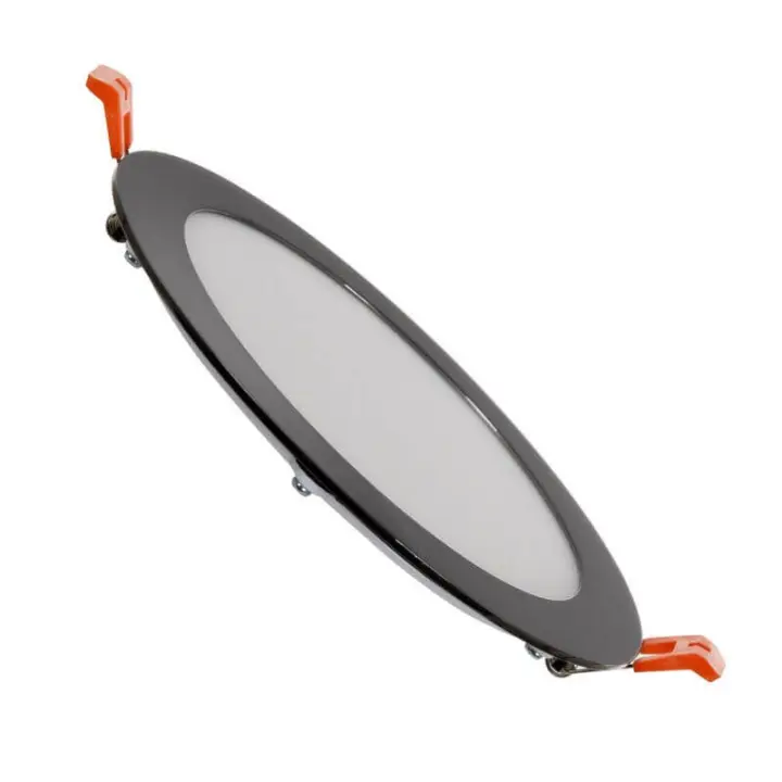 Mil Luces Panel LED NEGRO 20W Downlight Redondo Empotrable Aluminio Plano Ultrafino Cerco Blanco Agujero 205mm - 1