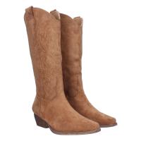 PuntoSalao Botas cowboy de tacón camel con grabado en caña cómoda mujer A-2442 -  Bota Campera con Tacón  Comodas  Diseño con Bordado en Caña y Cierre de Cremallera. - details 2