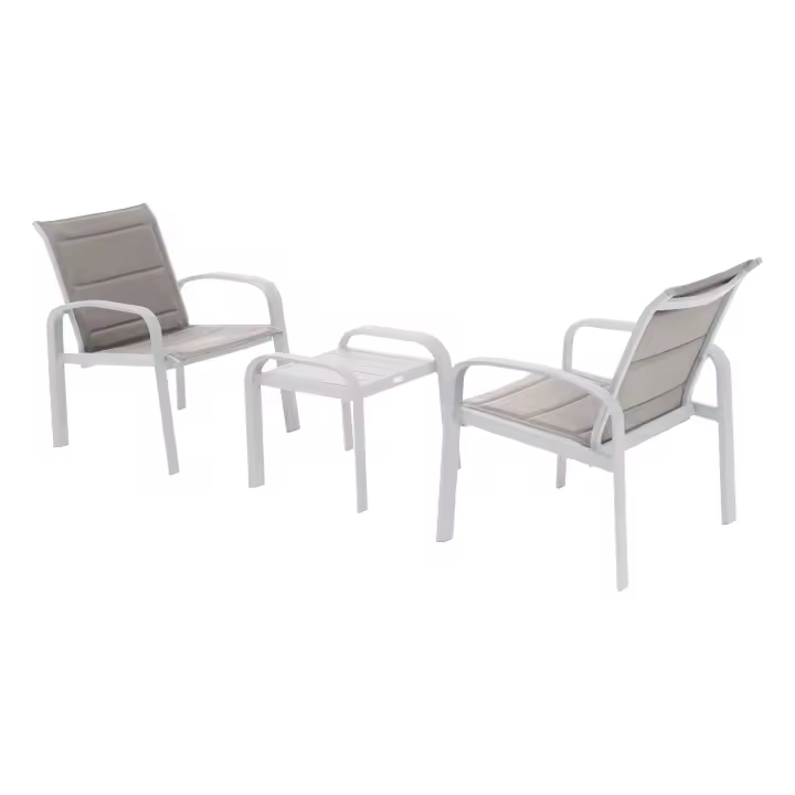 Conjunto de Muebles Exterior Elyn Jardín Terraza 3 Piezas Estilo Contemporáneo Color Blanco y Beige - 1