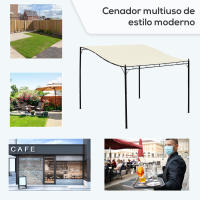 Outsunny Pérgola de Jardín 3x3 m Cenador con Toldo y 16 Orificios de Drenaje para Patio Terraza Metal y Poliéster 180 g/m² Resistente Crema - details 3