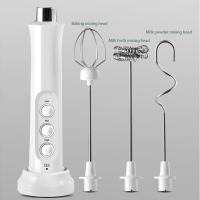 Mini Batidora Blanca Recargable Para Espumar Café, Batir Ojos y Mezclar Espumador de Leche Eléctrico de Mano Moderno con 3 Velocidades, Incluye 3 Cabezales - details 3