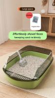 Caixa De Arenero Para Gatos Con Lomo Alto Y Anti-salpicaduras Con Escoba Para Limpieza Suministros Para Mascotas De Plástico - details 4