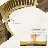 Outsunny Conjunto de Jardín de Ratán Sintético Juego de Muebles de Jardín Exterior de Ratán de 7 Piezas Incluye 6 Sillas con Cojines y Mesa de Vidrio Templado Natural - details 4
