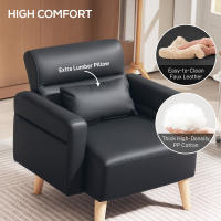 HOMCOM Sillón Moderno Butaca de Salón Tapizado en Cuero Sintético con Reposabrazos Acolchado Grueso Respaldo con Costuras y Patas de Madera para Dormitorio - details 2