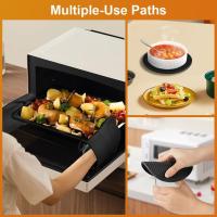1 Par Gris Guantes para Horno, Silicona Resistente al Calor 446 °F Manoplas Horno Antideslizantes, Guantes Horno Cocina, Hornear Cocinar Barbacoa Microondas, 2 Manteles Aislados Oven Gloves - details 1