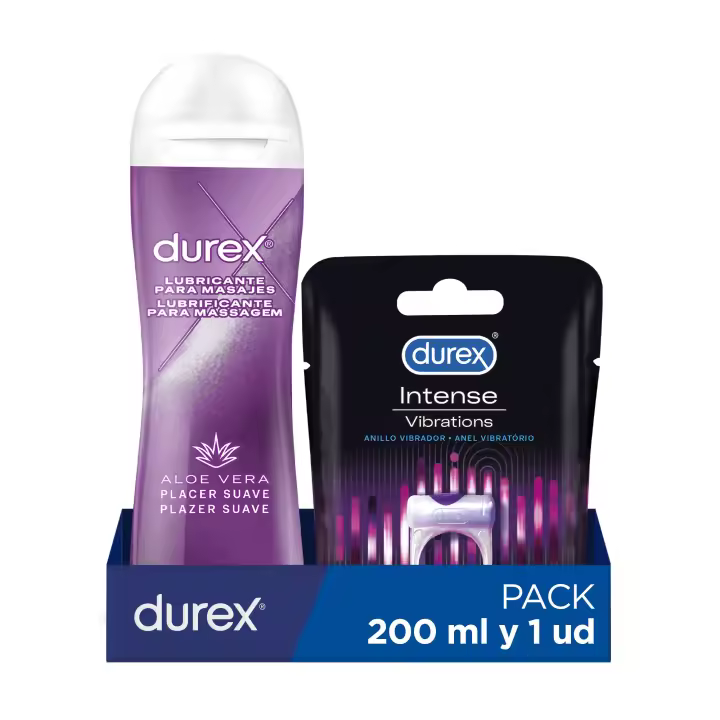 Durex Anillo Vibrador Intense Orgasmic Vibrations Estimulador + Play Massage 2en1 Gel de Masaje Erótico y Lubricante  200 ml - 1