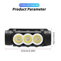 Lámpara Frontal LED Super Brillante Con Batería 18650 Integrada Recargable Tipo-C Para Camping Pesca Nocturna - details 1