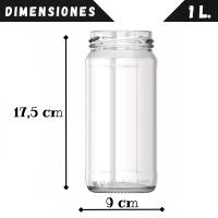 MundoTarros Tarros de Cristal de 1 litro con Tapas de Metal + Ebook de 102 Recetas - Frascos grandes para Conservas, Encurtidos, Alimentos Caseros - Incluye Etiquetas - details 1