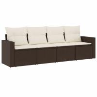 vidaXL Juego de sofás jardín 4 pzas con cojines ratán sintético Negro, Negro y crema, Marrón y crema Conjunto Terraza Muebles Jardín Exterior Juego de Muebles de jardín Mueble Jardín Exterior Muebles de Salon Exterior - details 2