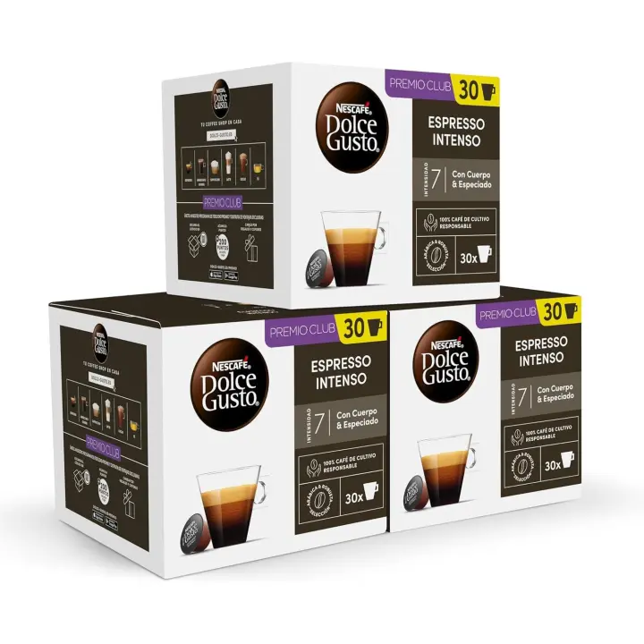 90cap - Café NESCAFÉ DOLCE GUSTO Espresso Intenso 30 cápsulas - Pack de 3ud - 90 cápsulas en total - 1