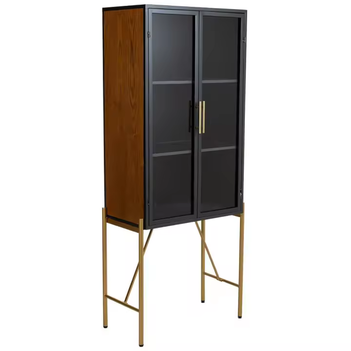 WANDERLUST DECO Armario de Madera y Metal con 2 Puertas Marrón 64x35x155h Cm - Almacenamiento de Ropa y Accesorios - 1