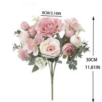 Bouquet De Flores Artificiales Rosa Silken Peonía Hydrangea Decoración Para Hogar Y Fiestas Decoración De Boda Para Novia Plantas Falsas Para Navidad - details 1