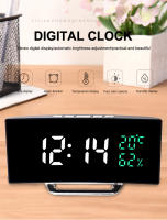 Reloj De Alarma Digital Con Pantalla Curva Mostrador De Tiempo/ Fecha/ Temperatura/Humedad 12/24h 3 Alarmas Ajustable Brillo Reloj De Mesa Europeo - details 0