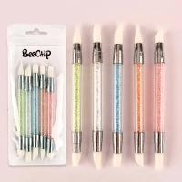 Set De 5 Brochas De Uñas Con Doble Cabeza Y Diseño De Flor De Silicona Herramienta De Escultura Y Embossing Para Arte De Uñas - details 0