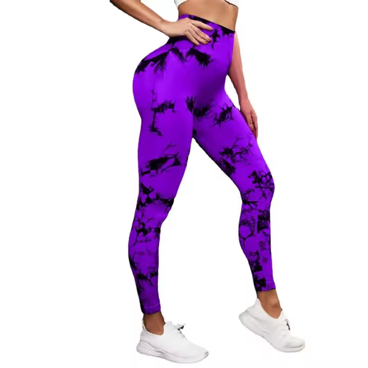 Pantalones de Yoga Tie Dye para mujer, mallas deportivas sin costuras, cintura alta, Push Up, Fitness, entrenamiento, ropa de gimnasio, novedad - 1