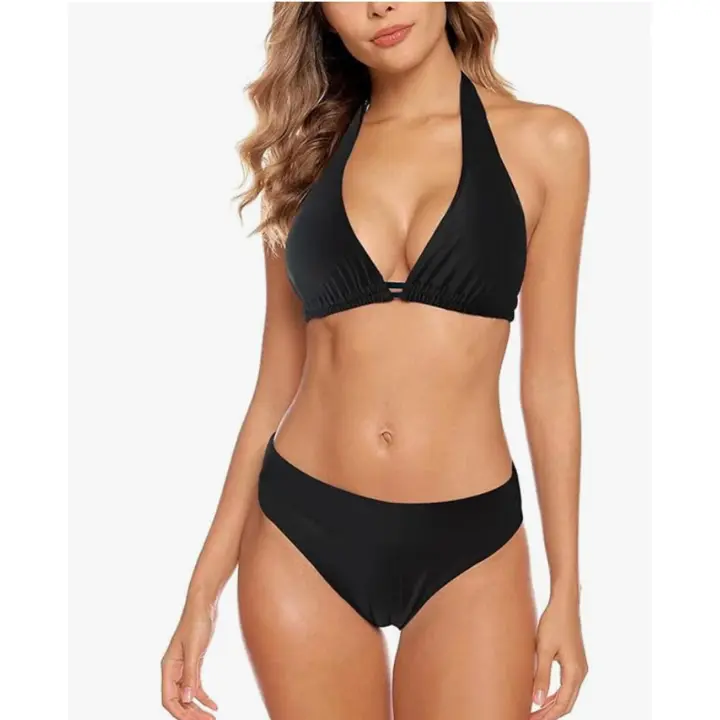 Bikini Mujer Conjuntos Brasileño Sexy Tanga Mujer Playa Ropa de Baño Traje de Baño Sexy Bañador de Baño, negro. Talla XL - 1