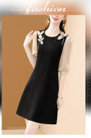 EVNISI Vestido Elegante Para Mujer Negro Con Bordado Y Flares Estilo Casual Slim Para Oficina Y Fiestas A-Linea Cuello O - details 1