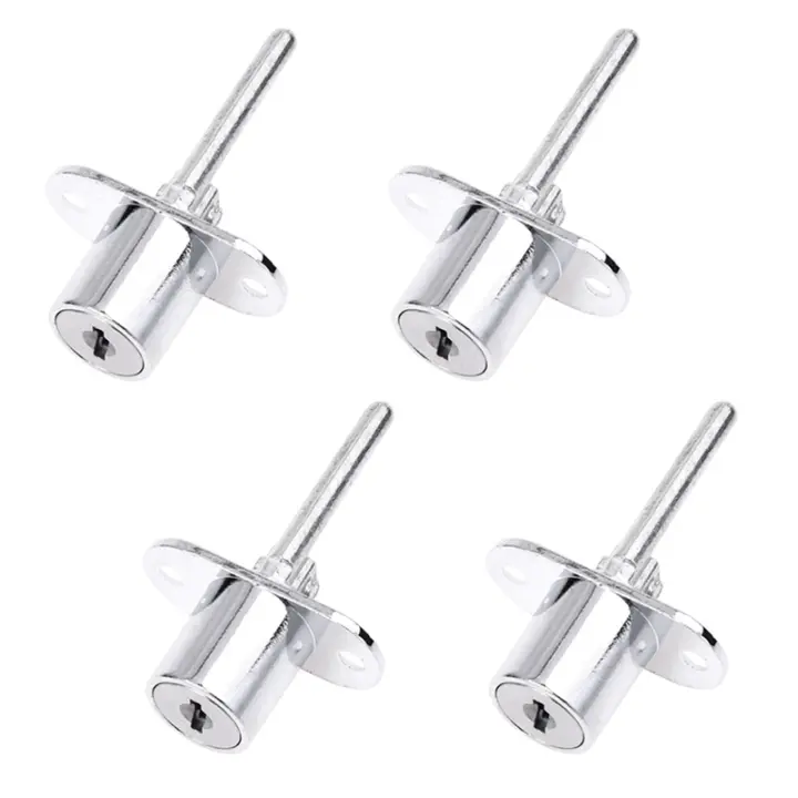 Cerradura de émbolo de cajón de Metal tono plateado, diámetro de cabeza de cilindro, 4x19mm, 2 llaves - 1