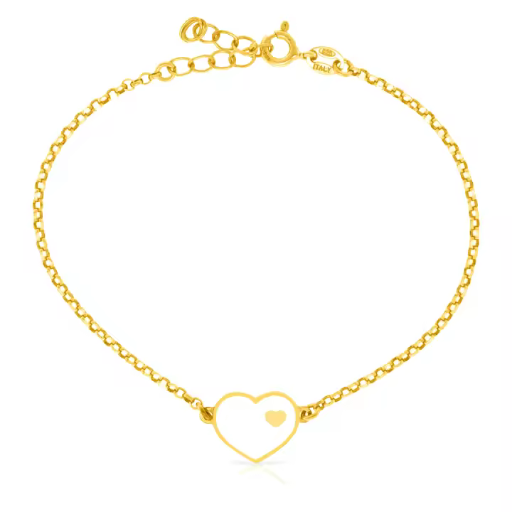 FIRENZE SILVER Pulsera de Plata de Ley 925 con corazón esmaltado 1x0,5x18 Cm. - 1