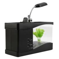 Pequeño Acuario De Escritorio Con Horario Y Luz LED Negro 24*10*14cm Timer LCD Para Tanque De Peces USB 5V Mini Tanque De Peces - details 8