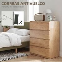 HOMCOM Cómoda de 4 cajones para dormitorio, estilo moderno y elegante, con mecanismo de cierre suave, para dormitorio y salón, madera natural - details 5