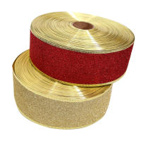 Cinta Decorativa De Glitsher En Rojo Plata Y Oro Con Alambre Para Navidad Y Artesanías Ancho 1 Pulgada Material Poliéster / Jute - details 3