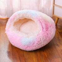 Cama De Gato Redonda De Peluche Suave Con Capucha Cueva Cómoda Para Mascotas Pequeñas Y Perros Pequeños Auto Caliente Anti Ansiedad - details 9