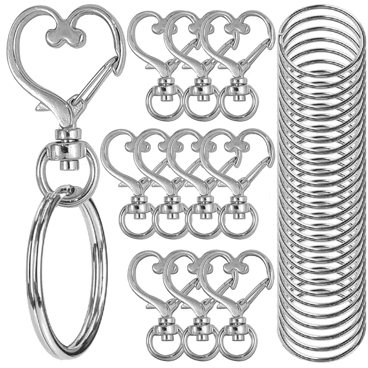 20pcs Anillos Giratorios De Corazón Con Llavero Metálico Para Lanyards De Llaveros Encantos Joyería DIY Herramientas De Bricolaje - 1